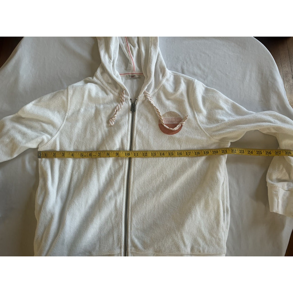 Faherty Reverse Beach Zip Hoodie Womens Size Large Ivory Comfort Casual Athletic - Picture 5 of 7